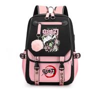 Mochila escolar de anime para niños, mochila informal con diseño de Demon Slayer para niñas, estudiantes, bolsa para libros 11