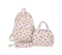 Mochila escolar de fresa para niñas, juego de mochila kawaii para laptop, mochila escolar estética, mochila de viaje para adolescentes, escuela, universidad, llevar mochila oculta, beige, Talla única