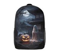 Mochila escolar de león para niñas, impermeable, informal, mochila ligera para niños y niñas, Spooky Japanese Halloween, 17"