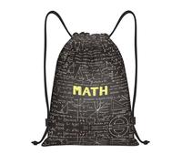 Mochila escolar de matemáticas con cordón, impermeable, para natación, deportes, escuela, playa, vacaciones, compras, yoga, Negro, M