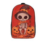 Mochila escolar de Papá Noel Steampunk con impresión 3D, mochila escolar para niños, gran espacio de almacenamiento, mochila escolar de moda para niños y niñas, Skeleton Witch On Pumpkins, 17"