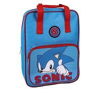 Mochila Escolar de Sonic - Cierre de Cremallera - 23 x 31 x 9 cm - Mochila Infantil con Bolsillo Delantero - Asas Acolchadas y Pequeñas Asas Superiores - Producto Original Diseñado en España