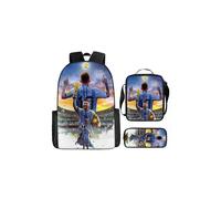 Mochila escolar de tres piezas con estampado de la estrella del fútbol Lionel Messi para niños
