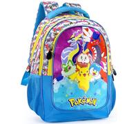 Mochila escolar ergonómica infantil primaria 6-10 años 43×33×15 cm - Para Pokemon Fan - tirantes acolchados, fondo reforzado, con cinta para trolley - Clondo