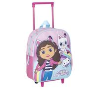 Mochila Escolar Estilo Trolley de Gabby's Dollhouse - Color Rosa - 25x10x29 cm - Mochila de Carro Fabricada en Poliéster - Incluye Tacos Antideslizamiento - Producto Original Diseñado en España