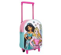 Mochila Escolar Estilo Trolley de Princesas de Disney - 22 x 10 x 29 cm - Mochila de Carro Fabricada en Poliéster - Incluye Tacos Antideslizamiento - Producto Original Diseñado en España