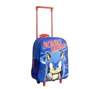Mochila Escolar Estilo Trolley de Sonic - Color Azul - 25x10x29 cm - Mochila de Carro Fabricada en Poliéster - Incluye Tacos Antideslizamiento - Producto Original Diseñado en España