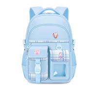 FANDARE Mochila Escolar Niñas 6 a 16 Años, 25L Gran Capacidad con Múltiples Bolsillos, Estilo Kawaii con Colgante & Insignia, Ligera Mochila para Adolescentes Azul