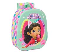 Safta GABBY'S DOLLHOUSE 3D - Mochila Escolar, con Diseño 3D, Adaptable a Carro, Ideal para Niños de Diferentes Edades, Cómoda y Versátil, Calidad y Resistencia, 27x10x33 cm