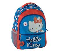 Mochila Escolar Hello Kitty Niña - Mochila Infantil Licencia Oficial, 100% Poliéster, Color Rosa y Azul, Doble Compartimento con Cremalleras, Bolsillo Frontal y Lateral de Rejilla, Vuelta al Cole