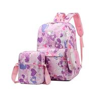 Mochila Escolar Impermeable para Estudiantes de Último Año - Bolso Cruzado y de Hombro con Estuche para Lápices (Morado, Azul, Rosa)