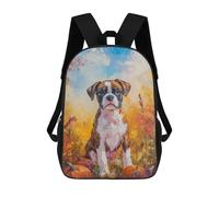 Mochila Escolar Impresa En 3D 17inch Mochila Infantil Boxer Dog Portrait with Pumpkins Painting Fall Dog Print Bolsas Para Libros Bolsas De Viaje De Alta Capacidad Para Niños/estudiantes/adultos