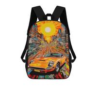 Mochila Escolar Impresa En 3D 17inch Mochila Infantil City Speed Vibrant Sports Car Art Bolsas Para Libros Bolsas De Viaje De Alta Capacidad Para Niños/estudiantes/adultos