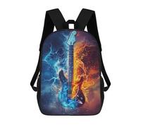 Mochila Escolar Impresa En 3D 17inch Mochila Infantil Electric Guitar with Fire And Ice Effect Bolsas Para Libros Bolsas De Viaje De Alta Capacidad Para Niños/estudiantes/adultos