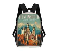 Mochila Escolar Impresa En 3D 17inch Mochila Infantil Neuschwanstein Castle Bavaria Germany Travel Poster Bolsas Para Libros Bolsas De Viaje De Alta Capacidad Para Niños/estudiantes/adultos