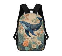 Mochila Escolar Impresa En 3D 17inch Whale And Floral Fantasy Mochila Infantil Mochila Escolar Linda Mochila De Moda Casual Para Niños Y Niñas