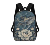 Mochila Escolar Impresa En 3D 17inch Whale And Lotus Fantasy Art Mochila Infantil Mochila Escolar Linda Mochila De Moda Casual Para Niños Y Niñas