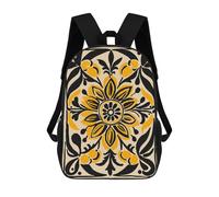 Mochila Escolar Impresa En 3D 17inch Yellow And Black Floral Pattern Mochila Infantil Mochila Escolar Linda Mochila De Moda Casual Para Niños Y Niñas