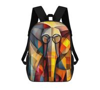Mochila Escolar Infantil Charming Elephant - Cubist Scholar with Glasses Mochila Escolar Infantil De Moda Informal Mochilas De Viaje Con Estampado 3D Divertidas Y Geniales Bolsas Para Libros 17inch