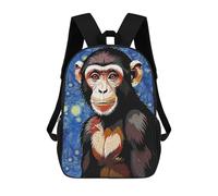 Mochila Escolar Infantil Chimpanzee Portrait in Starry Night Style Mochila Escolar Infantil De Moda Informal Mochilas De Viaje Con Estampado 3D Divertidas Y Geniales Bolsas Para Libros 17inch