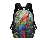 Mochila Escolar Infantil Colorful Parrot Stained Glass Style Art Mochila Escolar Infantil De Moda Informal Mochilas De Viaje Con Estampado 3D Divertidas Y Geniales Bolsas Para Libros 17inch