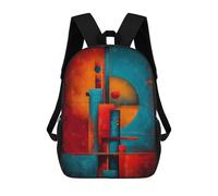 Mochila Escolar Infantil Con Estampado 3D, Bolsos De Viaje Bonitos Bauhaus Abstract Geometry - Vertical Blocks in Red, Teal & Gold Mochilas Informales Para Exteriores Para Niñas Y Mujeres 17inch