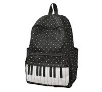 Mochila escolar infantil con estampado de piano y bonito colgante, mochila ligera en color liso, accesorio elegante para la escuela, excursiones y uso diario, A2-negro., Einheitsgröße, Mochilas