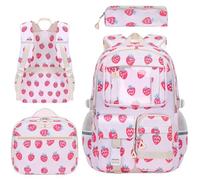 Mochila escolar infantil de 3 piezas con tirantes ajustables, bandas reflectantes, con, b, Siehe Beschreibung, Ver descripción
