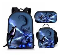 Mochila escolar infantil de 3 piezas - Solo Leveling, diseño anime, mochila ergonómica con bolsa de almuerzo, Stlye-21, 17Inch