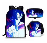 Mochila escolar infantil de 3 piezas - Solo Leveling, diseño anime, mochila ergonómica con bolsa de almuerzo, Stlye-23, 17Inch