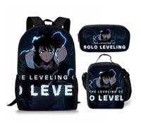 Mochila escolar infantil de 3 piezas - Solo Leveling, diseño anime, mochila ergonómica con bolsa de almuerzo, Stlye-19, 17Inch