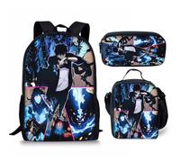 Mochila escolar infantil de 3 piezas - Solo Leveling, diseño anime, mochila ergonómica con bolsa de almuerzo, Stlye-11, 17Inch
