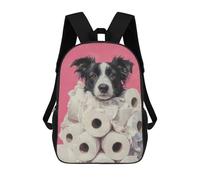 Mochila Escolar Infantil Dog in Toilet Paper Mountain Painting Border Collie Wall Art Mochila Escolar Infantil De Moda Informal Mochilas De Viaje Con Estampado 3D Divertidas Y Geniales Bolsas Para Li
