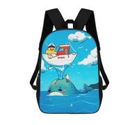 Mochila Escolar Infantil Duck Captain on Whale Cartoon Illustration Mochila Escolar Infantil De Moda Informal Mochilas De Viaje Con Estampado 3D Divertidas Y Geniales Bolsas Para Libros 17inch