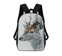 Mochila Escolar Infantil Impresa En 3D Deer And Forest Double Exposure Portrait 17inch Para Niños, Mochila De Viaje De Alta Capacidad, Mochila Escolar De Moda Para Niños