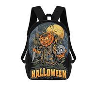 Mochila Escolar Infantil Impresa En 3D Halloween Pumpkin Character with Skull And Knife Mochila Mochilas Deportivas Para Niños Y Niñas Mochila De Moda 17inch