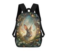 Mochila Escolar Infantil Impresa En 3D Rabbit in Enchanted Forest with Butterflies Mochila De Viaje De Alta Capacidad Para Libros Mochilas De Moda Para Niños Mochila Escolar Informal 17inch