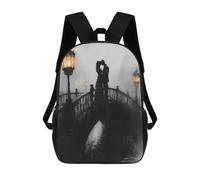 Mochila Escolar Infantil Impresa En 3D Romantic Bridge Kiss in Charcoal And Lantern Glow Mochila De Viaje De Alta Capacidad Para Libros Mochilas De Moda Para Niños Mochila Escolar Informal 17inch