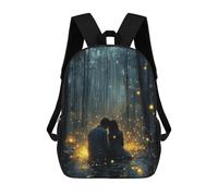 Mochila Escolar Infantil Impresa En 3D Romantic Couple in Magic Forest with Glowing Fireflies Mochilas Para Libros Mochilas Escolares De Viaje De Alta Capacidad Para Niños/estudiantes/adultos 17inch