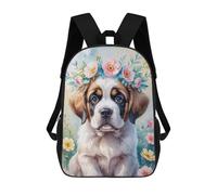 Mochila Escolar Infantil Impresa En 3D Saint Bernard Puppy with Flower Crown Watercolor Mochilas De Moda Informales Mochilas Infantiles Mochila Informal Para Exteriores Bolsas De Viaje Bonitas 17inch