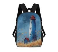 Mochila Escolar Infantil Impresa En 3D Watercolor Lighthouse Art Blue Lighthouse with Grasses Calm Coastal Print Mochilas Para Libros Mochilas De Viaje Informales Mochila De Gran Capacidad Para Niño