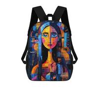 Mochila Escolar Infantil Mona Lisa - Abstract Geometric Reinterpretation Mochila Escolar Infantil De Moda Informal Mochilas De Viaje Con Estampado 3D Divertidas Y Geniales Bolsas Para Libros 17inch