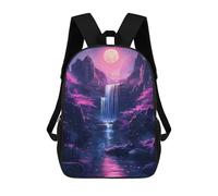 Mochila Escolar Infantil Night Waterfall Fantasy Cherry Blossom Moon Mochila Escolar Infantil De Moda Informal Mochilas De Viaje Con Estampado 3D Divertidas Y Geniales Bolsas Para Libros 17inch