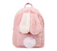 Mochila escolar infantil personalizada con conejo de peluche, adecuada para guardería, escuela y escuela secundaria, mochilas de piel sintética para mujer (rosa, talla única)