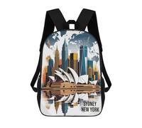 Mochila Escolar Infantil Sydney And New York Cityscape Illustration Mochila Escolar Infantil De Moda Informal Mochilas De Viaje Con Estampado 3D Divertidas Y Geniales Bolsas Para Libros 17inch