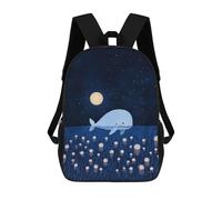 Mochila Escolar Infantil Whale And Jellyfish Under Moonlight Mochila De Moda Para Adolescentes Mochila Informal Para Niño Y Niña Mochila Escolar Para Adolescentes Mochila Impresa En 3D 17inch