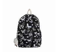 Mochila escolar, linda mariposa, bolsa de libros, mochila escolar con bonitos accesorios, mochila estética para adolescentes, niñas y mujeres, mochilas con silla, Negro , Talla única para todos