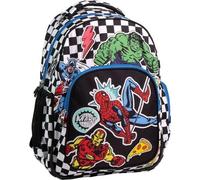 Mochila Escolar Marvel Avengers con Diseño de Superhéroes y Estampado de Cuadros - Mochila Infantil Avengers Grande con Compartimentos y Espalda Acolchada