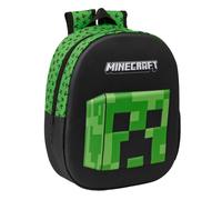 MINECRAFT 3D - Mochila Escolar, con Diseño 3D, Adaptable a Carro, Ideal para Niños de Diferentes Edades, Cómoda y Versátil, Calidad y Resistencia, 27x10x33 cm