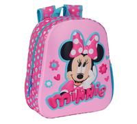 Safta MINNIE MOUSE - Mochila Escolar, con Diseño 3D, Adaptable a Carro, Ideal para Niños de Diferentes Edades, Cómoda y Versátil, Calidad y Resistencia, 27x10x33 cm, Color Rosa